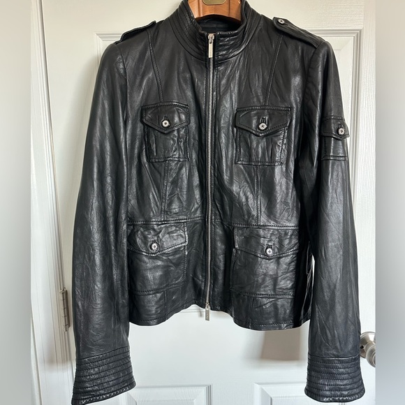 Tory Burch Black Leather Jacket size 12 - Picture 3 of 13